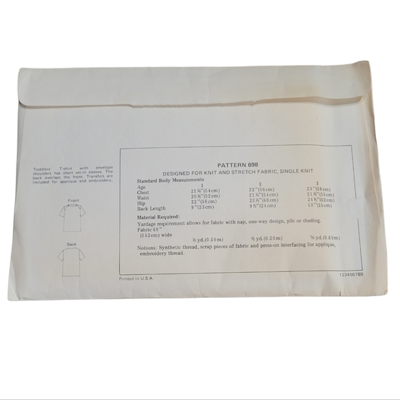 Kwik sew pattern 698 - Picture 2 of 3